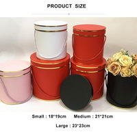 AM-GPA80 Ammy Boîte Cadeau Ronde Cylindrique 3-en-1 de Luxe Couleur Unie, Boîte Vide en Papier avec Bord Doré pour la Saint-Valentin