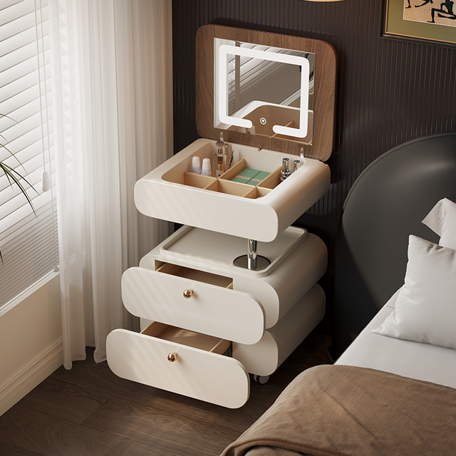 YSS Flip Solid Wood Dressing Table Modern Bedroom Removable Integrated Lifting Mini Makeup Table for Small Apartment