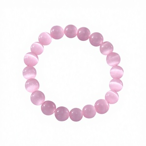Wholesale Pink Cat Eye Chalcedony Stretch Beaded Bracelets <b>Men</b> Bohemian Style Fashion Jewelry Gifts Healing - Product Image 2