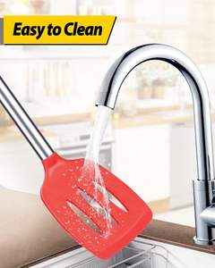 Venta al por mayor 2 unids/set espátula de silicona antiadherente sólido cocina Turner alta resistente al calor cocina espátulas ranuradas pala para freír - Product Image 6