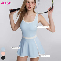 Gaun Tenis Janya Warna Kontras Wanita, Skort Bernapas, Peregangan Empat Arah, Slim Fit, Anti Tembus Pandang, Celana Pendek Cepat Kering, Gaun Olahraga