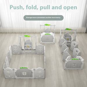 Parque de juegos infantil Meicao para interiores, valla protectora de oso, tapete de juego de plástico para gatear, características de parque de atracciones para el juego de los niños - Product Image 3