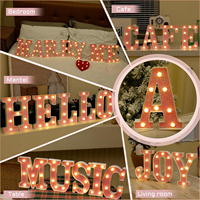 Lumières LED en forme de lettres et de chiffres, rose (A-Z&0-9), lumières décoratives pour anniversaire, mariage, fête, alimentées par piles, lumières festives