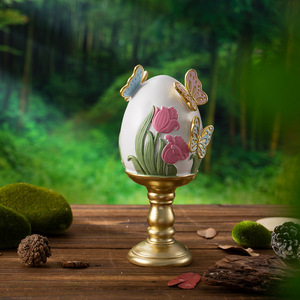 DAMAI Resin <b>Decorative</b> Egg with Soft Pastel Watercolor Floral Print <b>Spring</b> Home Small Tabletop Centerpiece Easter <b>Decoration</b> - Product Image 4