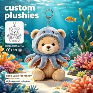 Llavero de peluche de pulpo y oso personalizado al por mayor, amuleto suave para decoración de acuarios y suministro a granel - Product Image 1