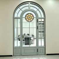 Ventana Corredera de Aluminio con Parte Superior Curva Pintada de Color Brillante, Ventanas Correderas de Estilo Francés con Arco, Aislamiento Acústico para Apartamento, Personalizadas de Fábrica