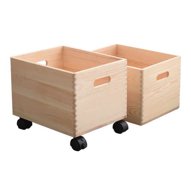 Large Wood Crate with Wheels Toy Book Storage Wooden Box Decorative