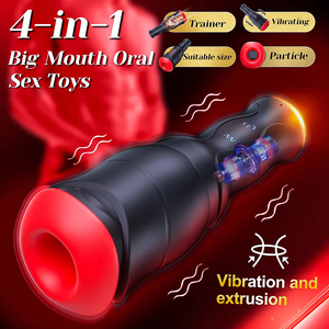 <b>Vibrating</b> Male Masturbator Cup Mouth Design Silicone Stroker Adult Toy - Product Image 3