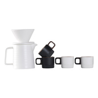 Ensemble de café en céramique pour préparation à la main avec filtre et pot de partage, noir mat et blanc, cafetière 450 ml pour la maison