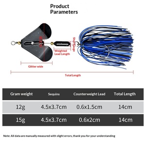 เหยื่อปลอมแบบ Spinnerbait สีสันสดใส ทนทานต่อการเกี่ยวขาด <span class=keywords><strong>หัว</strong></span>จิ๊กแบบมีหนวด ทำจากซิลิโคนไฟเบอร์เนื้อนุ่ม สำหรับตก<span class=keywords><strong>ปลา</strong></span>ในทะเลสาบและน้ำเค็ม - Product Image 4