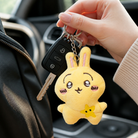 Porte-clés de voiture unisexe Zaves en peluche lapin jaune de haute qualité, éco-responsable, durable, premium, kawaii, mignon, avec logo personnalisé