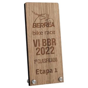Trofeo Sostenibile in Legno con Dettagli Metallici e Incisione Laser - Product Image 1