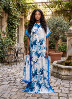 Robe africaine imprimée florale en polyester grande taille, Kaftan turc, Vêtements islamiques, Kanga, Robes musulmanes pour femmes, Robe féminine