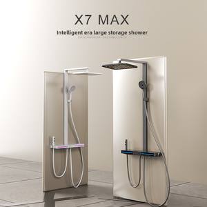 X7 Pistolet Gris Lumière Ambiante Clé <span class=keywords><strong>de</strong></span> Piano Affichage Numérique Extra Large Buse <span class=keywords><strong>de</strong></span> Booster Murale Température Constante <span class=keywords><strong>Douche</strong></span> Douce - Product Image 2