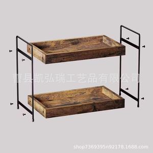 Étagère de rangement en bois transfrontalière pour articles de toilette de salle de bain, support à fleurs simple pour bureau, étagère à épices multi-niveaux pour cuisine - Product Image 4