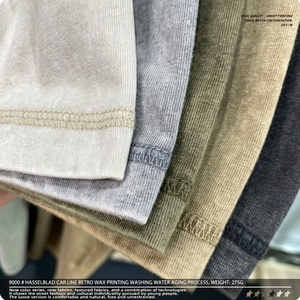 เสื้อยืดผู้ชายทรงบ็อกซี่ ผ้าฝ้าย 100% 275GSM ล้างสีแบบวินเทจ แต่งลายบาติก ปักลายแบบเชนสติทช์ ระบายอากาศได้ดี รับผลิตเสื้อเปล่าพร้อมสกรีนโลโก้ตามสั่ง ขายส่ง - Product Image 2