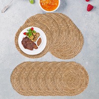 Sets de table ronds tissés en jacinthe d'eau naturelle, style rustique classique, en rotin, ajustables et réutilisables, pour table de salle à manger, maison et mariage