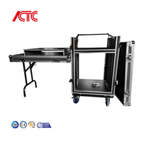 Flight case 16U pour amplificateurs/équipements audio avec plateau à roulettes