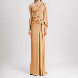ZYHT 73577 Custom <strong>New</strong> Elegant One Shoulder Long Sleeve Evening <strong>Dress</strong> Satin Women Wedding Guest Formal Party <strong>Dress</strong> for Women - Product Image 2