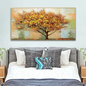 Home Decor Frame Handgemaakte Boom Landschap Muur Moderne Foto Abstracte Kunst Geld Olieverf Bomen