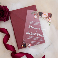 Cartes d'invitation de mariage personnalisées en acrylique transparent imprimées sur mesure, ensemble d'invitations de mariage miroir sur mesure