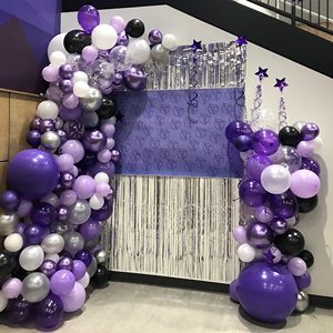 Globos Morados y Blancos, Paquete de 60, 12 Pulgadas, Morado Oscuro, Morado Claro, Metálicos, Cromados, con Confeti, para Cumpleaños de Niñas - Product Image 4
