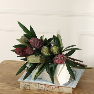 Rama de Banksia Artificial de Lujo con Tacto Real, Flor de Pagoda Exótica, Protea Artificial para Decoración Zen de Hoteles de Alta Gama, Vestíbulos, Hogares y Villas - Product Image 4