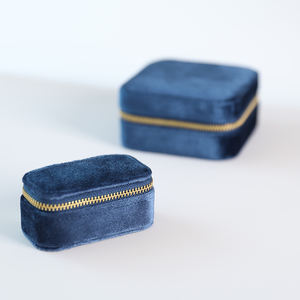 Caja de Joyería de Terciopelo con Cierre, Personalizable con Logotipo, Mini Caja de Almacenamiento de Joyería de Lujo Azul para Viajes, para Anillos y Pulseras - Product Image 3