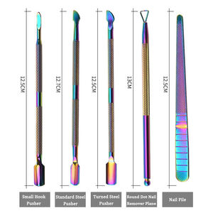 Pousse-cuticules double face en acier inoxydable couleur titane Jany pour le retrait des ongles et le nettoyage des cuticules - Product Image 3