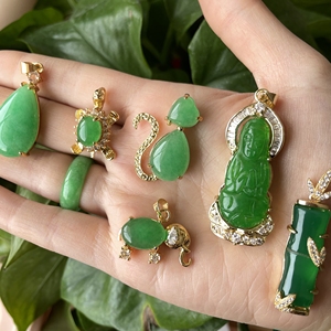 Jialina INS-Colgante con forma de tortuga, <span class=keywords><strong>collar</strong></span> con piedra natural de jade verde, gato, mariposa, Libélula, elefante de jade - Product Image 5