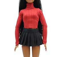 Perlengkapan Olahraga Rumah Boneka Jaket Kasual Rok Kotak-kotak Anak Perempuan Wanita Baru Musim Semi Musim Gugur Warna Solid Kancing Leher DIY Mainan Mini