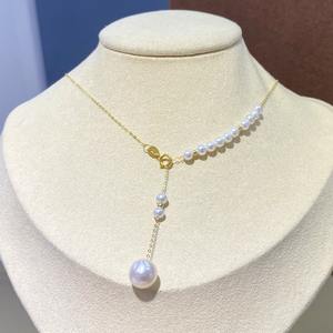 Nouveau collier en or 18 carats de la série Emperor, pendentif d'amour polyvalent, perle ronde de 10-11 mm, parfait pour les trajets quotidiens, cadeau idéal - Product Image 5