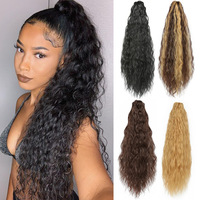 Petite perruque queue de cheval à pince, style French Curl et Jerry Curl, volumineuse et duveteuse, transparente, fabriquée à la machine en fibre haute température