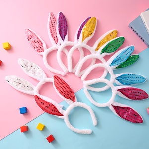 Serre-tête en peluche lapin à sequins pour femme, accessoire festif avec oreilles de lapin pour fêtes, Noël et Nouvel An, vente en gros - Product Image 1
