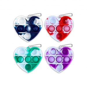 Porte-clés unisexe en silicone anti-stress en forme de cœur à bulles, jouet sensoriel pour enfants et adultes, idéal comme cadeau pour sacs de fête - Product Image 1