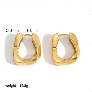 Pendientes de Acero Inoxidable con Forma de U, Estilo Europeo y Americano, Chapados en <span class=keywords><strong>Oro</strong></span> de 18K, Pendientes Exagerados - Product Image 5
