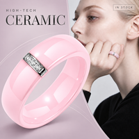 Bague en céramique rose high-tech avec accent rectangulaire en acier inoxydable, unisexe, cadeau de mariage, bijoux en gros, personnalisable OEM ODM