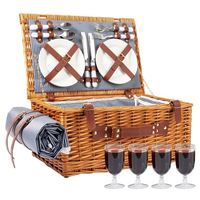 Meilleur Sac à Dos Pique-Nique Grand Panier Isole en Osier Blanc de Rangement avec Tapis Léger pour Petits Objets