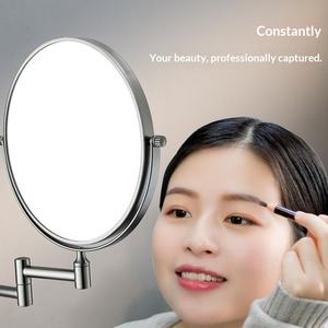 <span class=keywords><strong>Miroir</strong></span> de maquillage mural rétractable en métal pour salle de bain, sans perçage, avec lampe, <span class=keywords><strong>miroir</strong></span> grossissant pliable pour hôtel, fixation par ventouse - Product Image 4