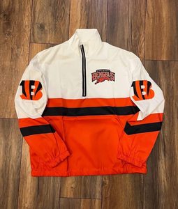 เสื้อกันลมแบบกำหนดเอง ลายทางโลโก้แม่ลูก สีน้ำเงิน แขนยาว ซิป ¼ ตัว ไซส์ S-5XL, 2/3T-Youth XL - Product Image 5