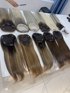 ขายส่งพร้อมส่งท็อปเปอร์ฐานผ้าไหมมนุษย์ธรรมชาติผมยาวสําหรับผู้หญิง 16 นิ้วตรงไม่มีกาวในสต็อก - Product Image 6