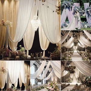 XinLan Rideaux de fond transparents simples en polyester <span class=keywords><strong>blanc</strong></span> pour arche de <span class=keywords><strong>mariage</strong></span>, décoration extérieure, fêtes et plafonds - Product Image 2