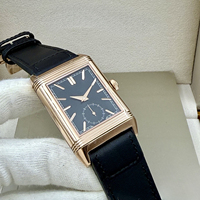Montre Formelle Homme en Or Rose Plaqué Or 18K avec Cadran Bleu, Petite Seconde, Double Face, Mécanique à Remontage Manuel, Collection Luxe Affaires