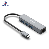 Hub Ethernet USB-C 4-en-1 Adaptateur LAN Gigabit avec ports USB 3.0 pour ordinateurs portables, MacBook, iPad Pro et tablettes