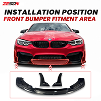 Becquet avant en fibre de carbone véritable style LP, 3 pièces, pour BMW M3 M4 F80 F82 2014-2018