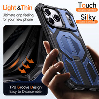 Funda Híbrida 3 en 1 Resistente a Caídas para iPhone 18 17 16 15 Pro Max, con Soporte Plegable Oculto y Antideslizante