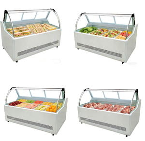 Vitrine réfrigérée incurvée ventilée pour traiteur, équipement de supermarché, <span class=keywords><strong>réfrigérateur</strong></span> sur mesure, comptoir de présentation de charcuterie commerciale - Product Image 5