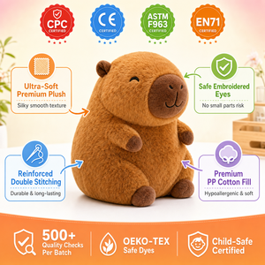 Vente en gros de jouets en peluche personnalisés Capybara, porte-clés animaux en peluche, OEM ODM, commande en gros, fournisseur certifié CE EN71 ASTM PE10 - Product Image 2