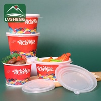 Bols jetables en papier kraft, pièces, emballage à emporter, soupe à emporter chaude, bol de restauration rapide, conteneurs à lunch avec couvercles
