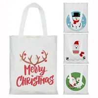 Bolsa de lona de algodón con logotipo impreso personalizado, paquete de regalo de Navidad para comestibles, promoción